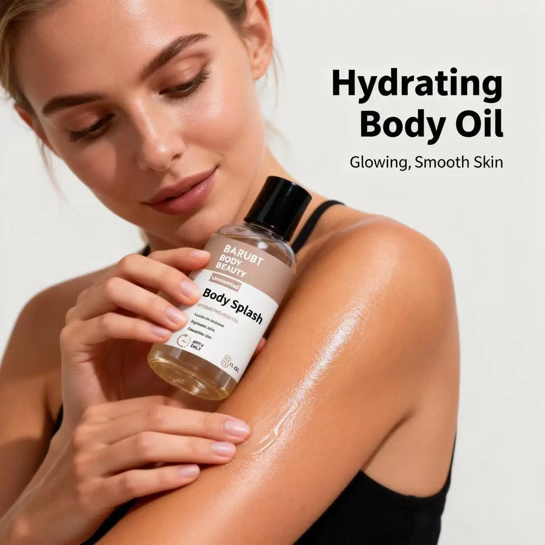 BARUBT body oil locks in moisture and moisturizes the skin, leaving it smooth and odorless