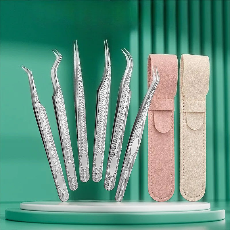 MARIA SASHA Tweezer Extension Eyelash Brush Stainless Steel Fiber Tips for Makeup Tools