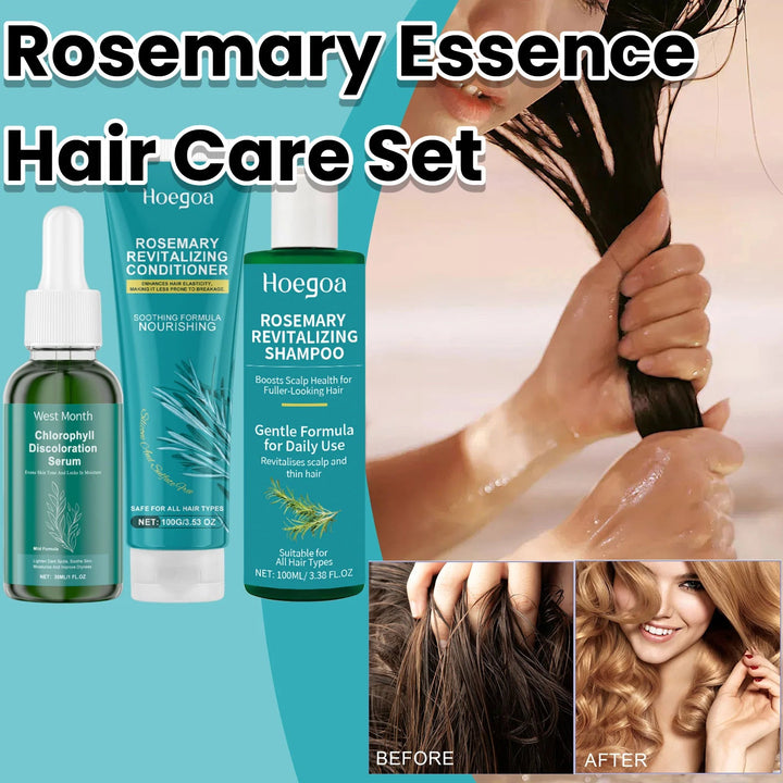 Organic Rosemary Hair Care Set Shampoo&Conditioner&Serum Nourish Strengthen Hair Roots Improve Dry Frizzy Hair Smooth Treatment Halalzen