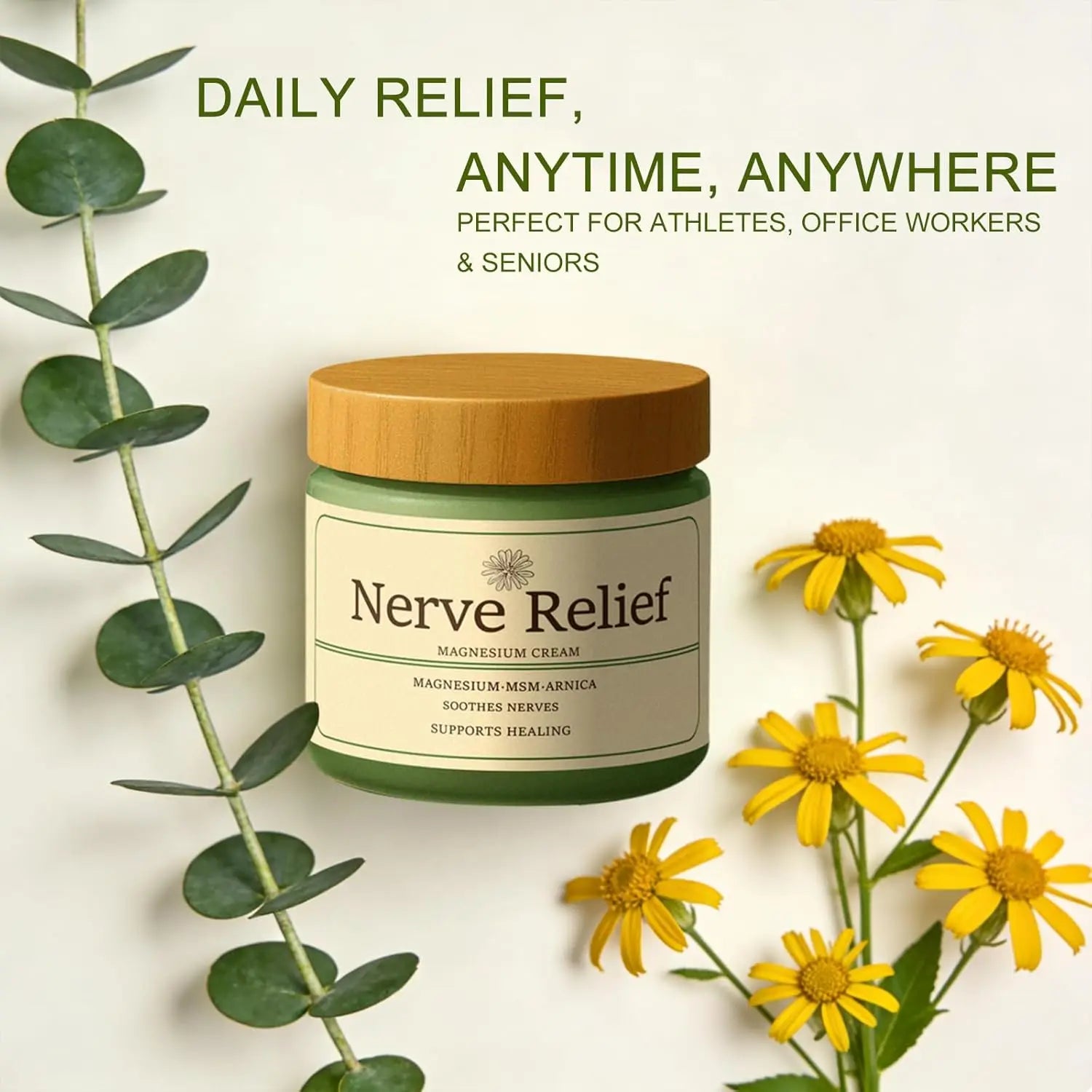 Nerve Relief Magnesium Cream with MSM & Arnica Soothes Daily Soothing Support Soothing Relief & Relaxatio Body Care Cream