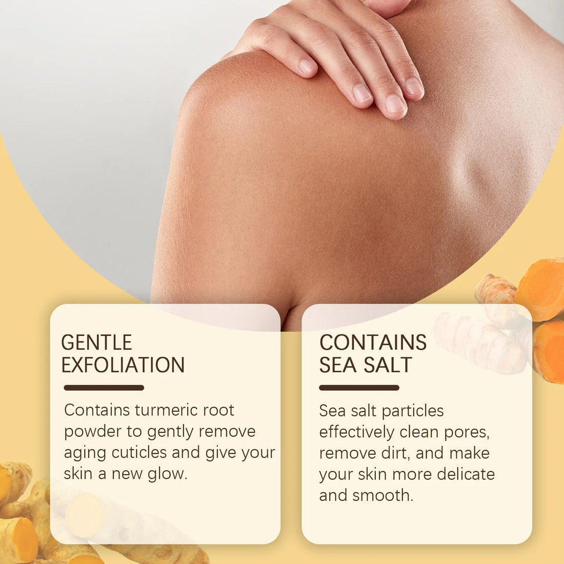 Turmeric Body Scrub for Women Men Lightening Exfoliate Remove Dead Skin Pore Cleansing Dark Inner Moisturising Smooth Skin Care Halalzen