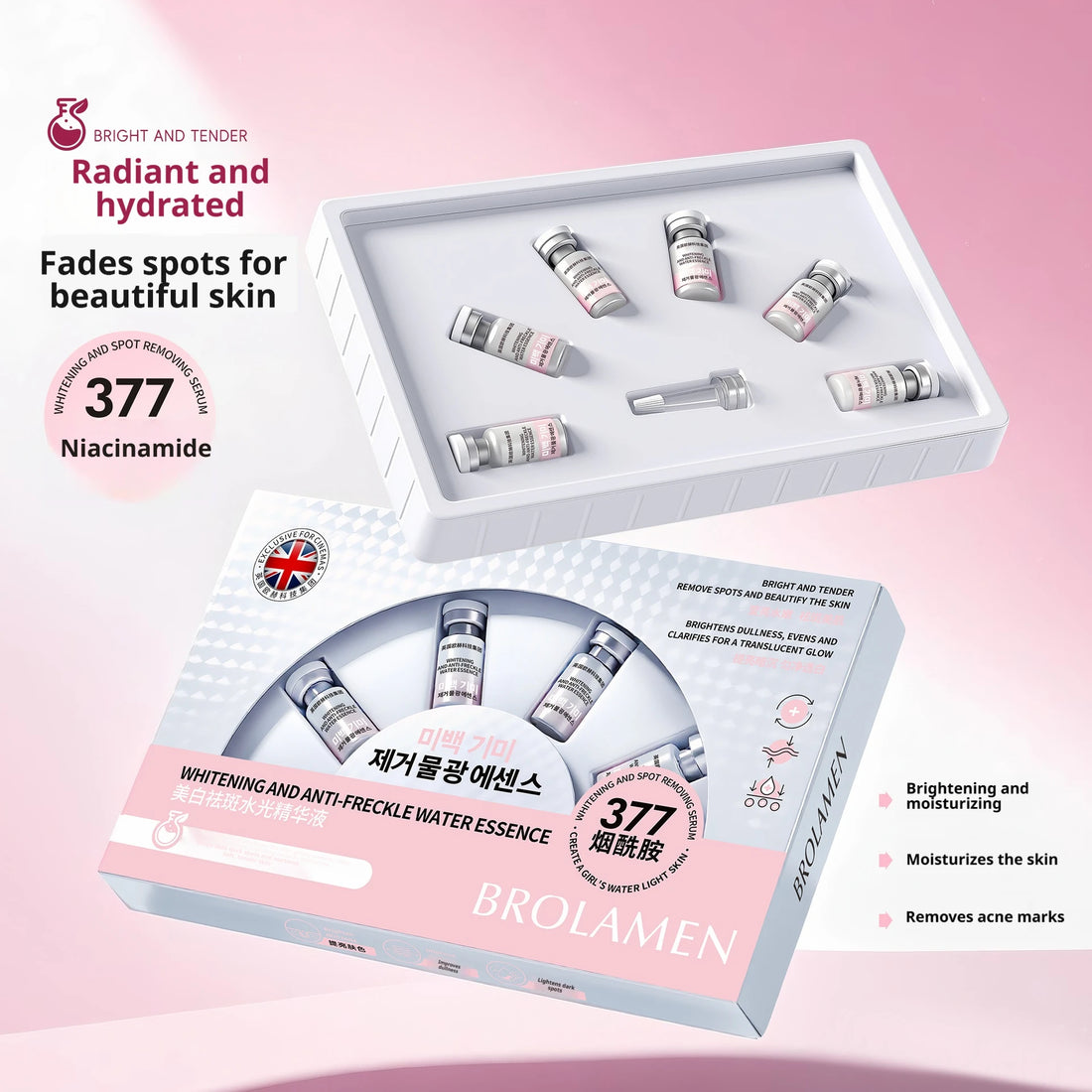 Alpha Arbutin Whitening and Anti-Freckle Serum Face Spots Remove Brighten Tender Skin Essence Korean Cosmetics 5ml x 6pcs