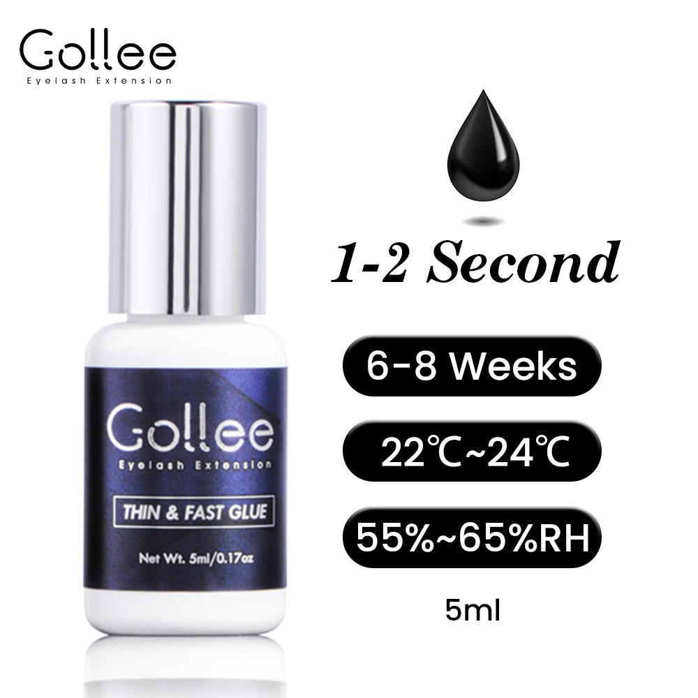 Gollee 1-2s Fast Drying Lash Glue Eyelash Extension Waterproof 6-8 Weeks Long Lasting Adhesive Profession Super Glue Makeup Tool