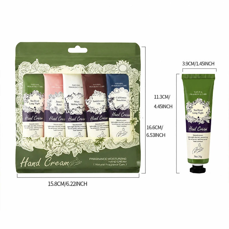 Hand Cream Set Natural Fragrance Daily Care Moisturizing Lotion Smooth Hand Skin Care with Floral Scent For All Skin Dry Hands 30g Each
