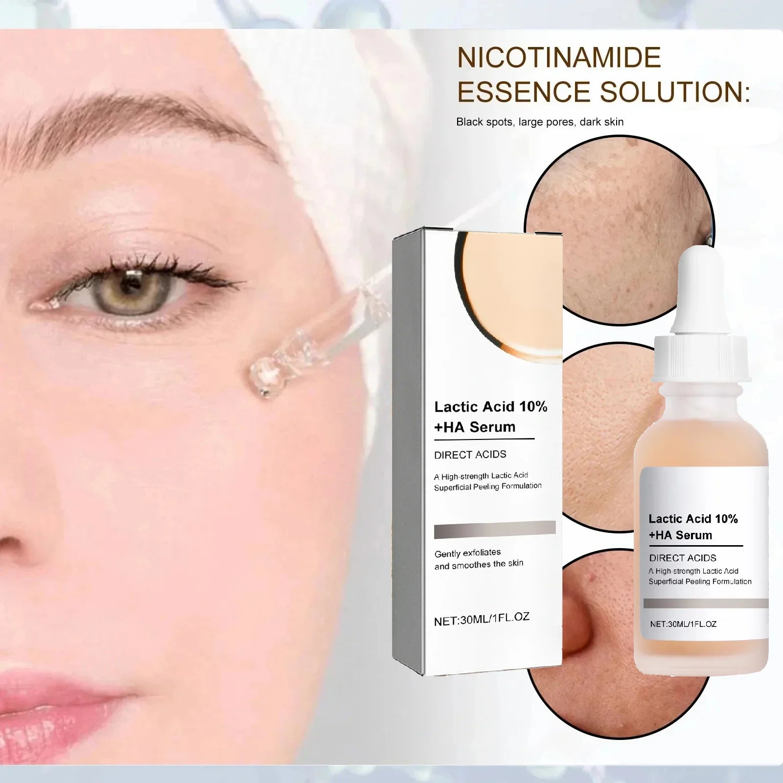 Large Pore essence Lactic Acid Facial Pore Shrinking Product Pore Firming and Smooth Korean Skin Care Halalzen