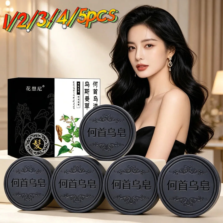 1-5pcs Hair Darkening Shampoo Soap Bar Polygonum Multiflorum Shampoo Soap White Hair Color To Black Hair Nourishing Shampoo Soap