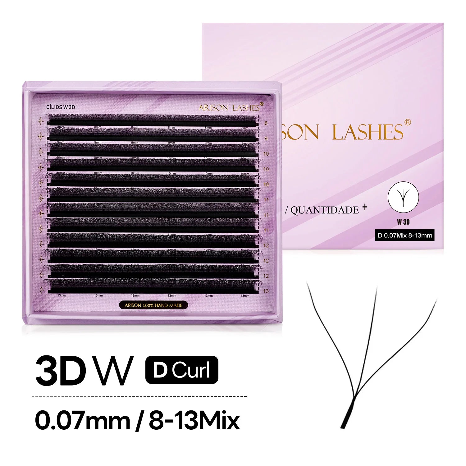 ARISON Large Capacity 2 in 1 YY/3D/4D/5D W Lashes Premade Volume Fans Eyelashes Extension YY W-shape Eye Lashes Magnetic Carton