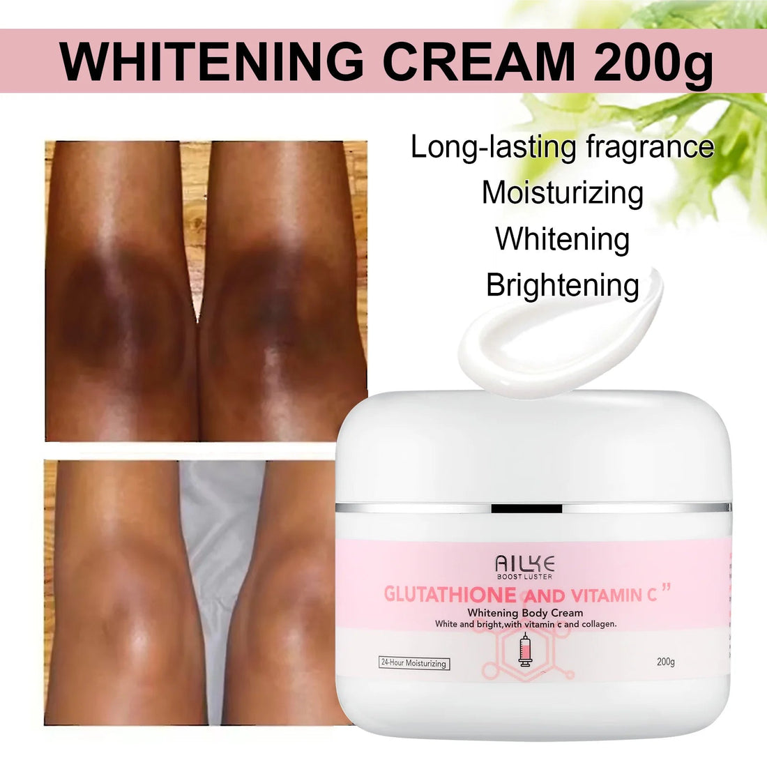 AILKE Whitening Skin Care Set, With Glutathion Vitamin C, Brighter Smoother Skin, Reduce Dark Spots, Clean Skin, Moisturizing Halalzen