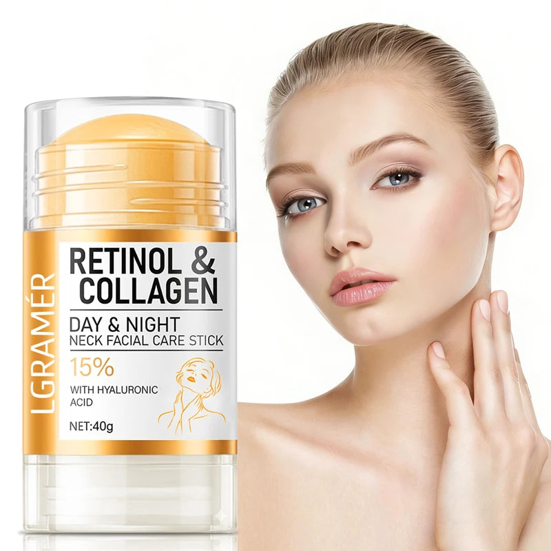 Retinol and Collagen Day and Night Neck Cream Facial Stick, Hydrating, Moisturizing, Non-Greasy, Easy to Absorb, Mild and Non-Ir
