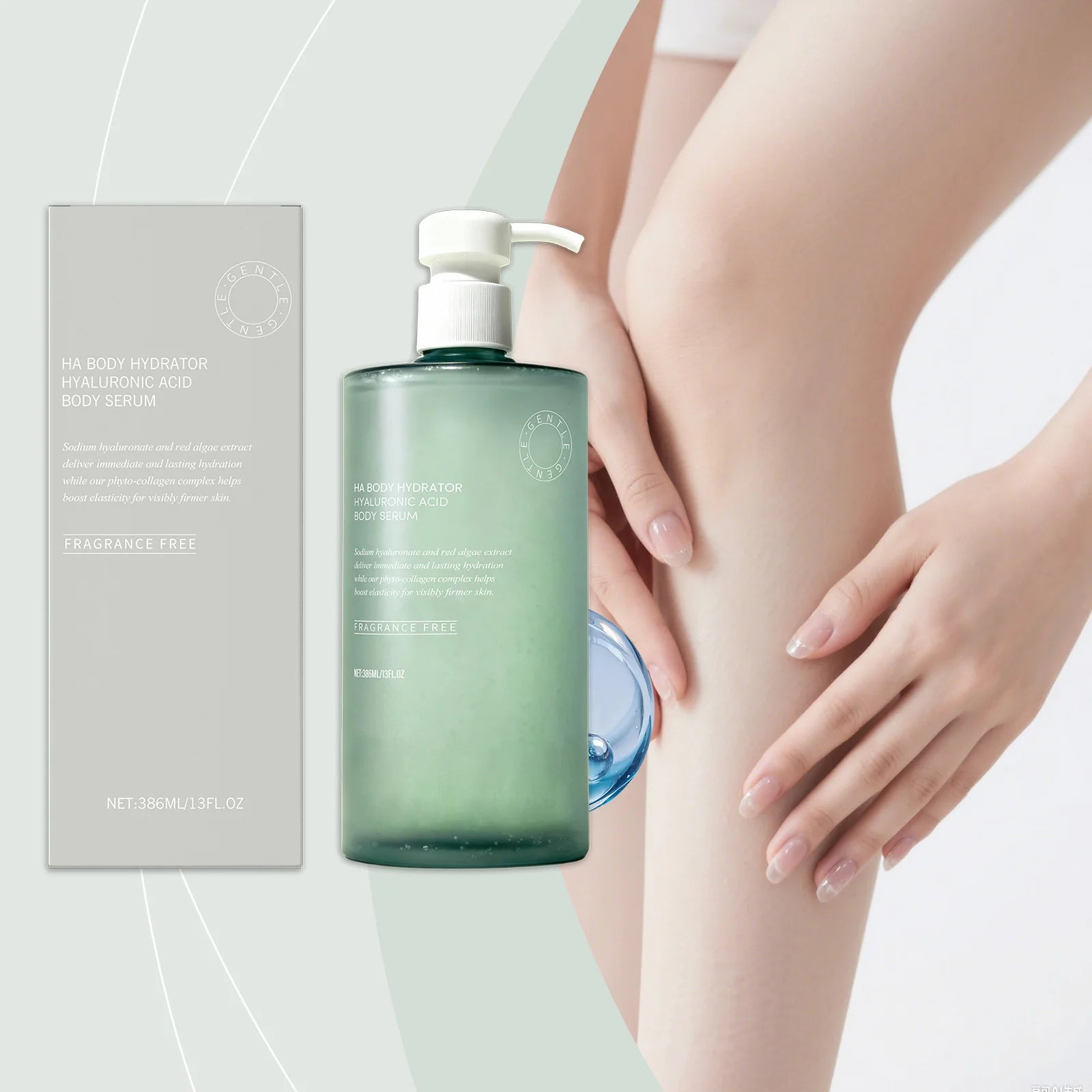 AMZ 386ml Hyaluronic Acid Body Essence Moisturize and Nourish the Body Skin, Elastic, Soft, Smooth, Refreshing and Non-Sticky