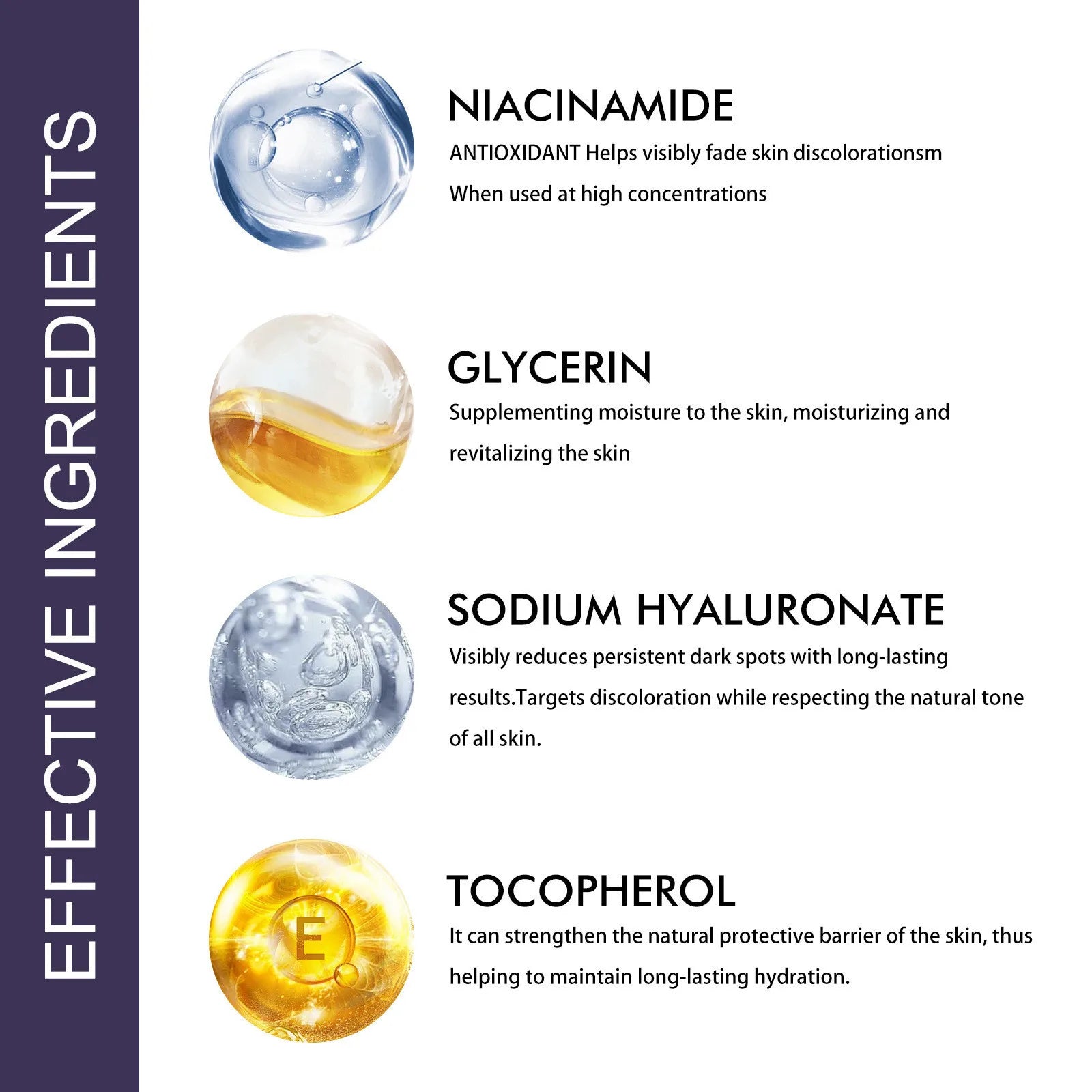 5in1 Rice Niacinamide VC Anti Aging Essence Brightening Fade Dark Spots Moisturizing Hydrating Glow Skin Care B3 Face Serum