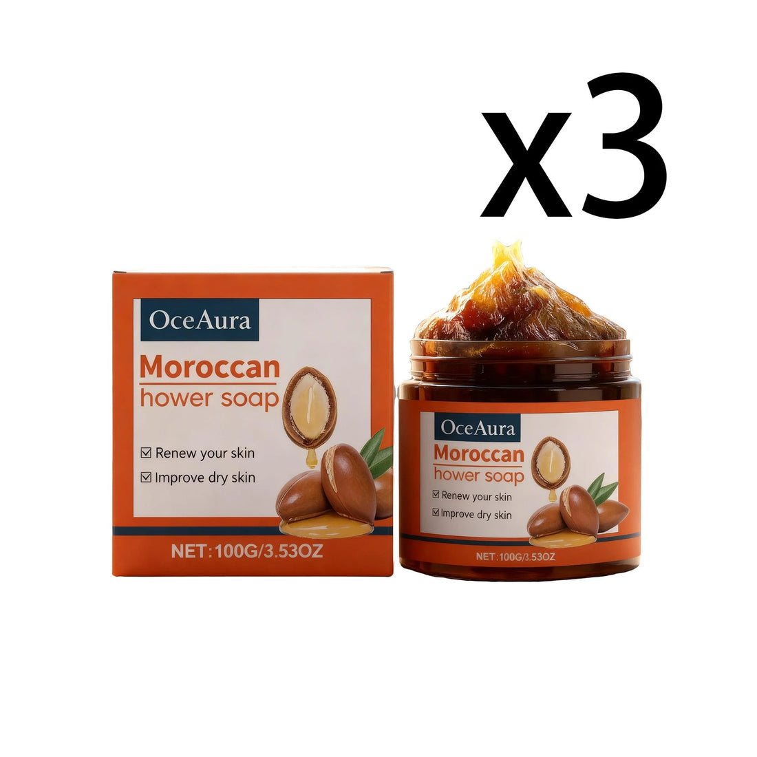 Moroccan Moisturizing Bath Soap Deep Cleanse Skin Dirt Prevent Pore Blockage Smooth Skin Rich Foam Gentle Exfoliating Shower Gel Halalzen