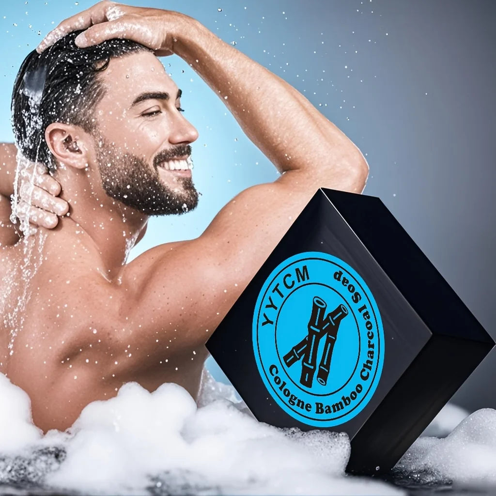 Men's Care Cologne Bamboo Charcoal Soap - Deep Clean & Bath Soap, Cleansing Face Soap Freshness 65G/Pc-1Pc Halalzen