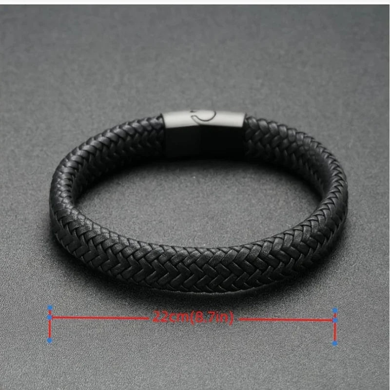 PU Leather Bracelet – Unisex Vintage Braided Cuff for Christmas/Halloween/Father’s Day