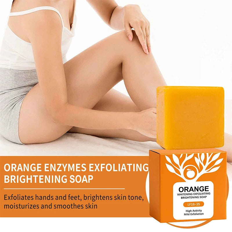 100g Orange Enzymes Mild Exfoliating Brightening Soap Bar,Face Body Gentle Cleansing Hydrating Moisturizing,Smooth Tender Skin Halalzen