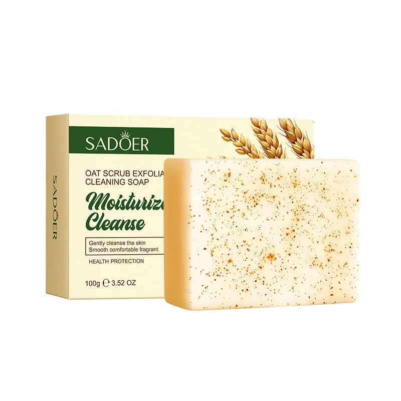100g Oat Scrub Exfoliating Cleaning Soap, It Contains Fine Exfoliating Particles, Is Gentle and Does Not Harm the Skin, Cleans Stains, and Keeps the Skin Moisturized after Washing. Halalzen