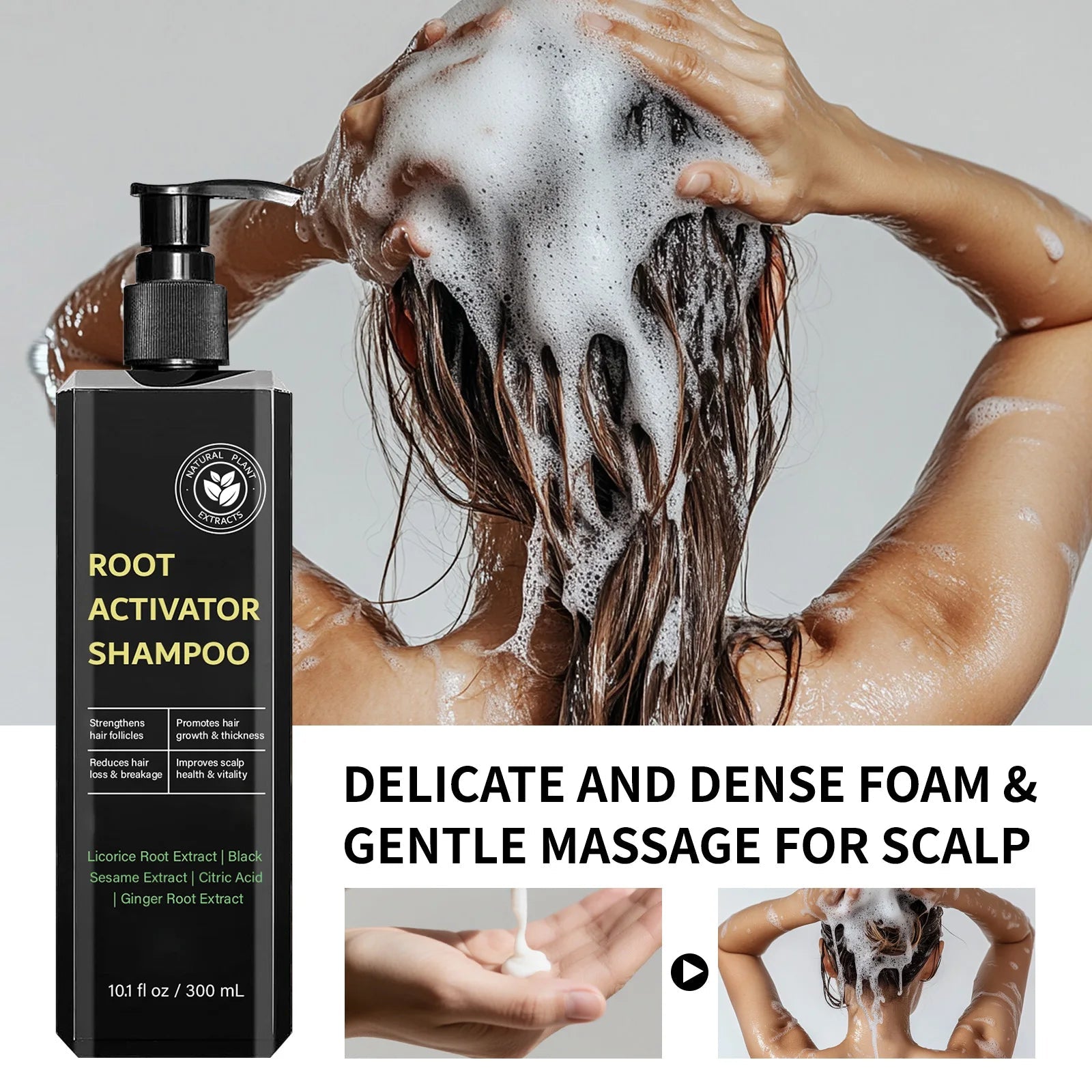 Root Activator Shampoo 300ml Hair Growth Treatment Anti-Hair Loss Strengthens Follicles Improves Scalp Health For Thinning Hair Halalzen