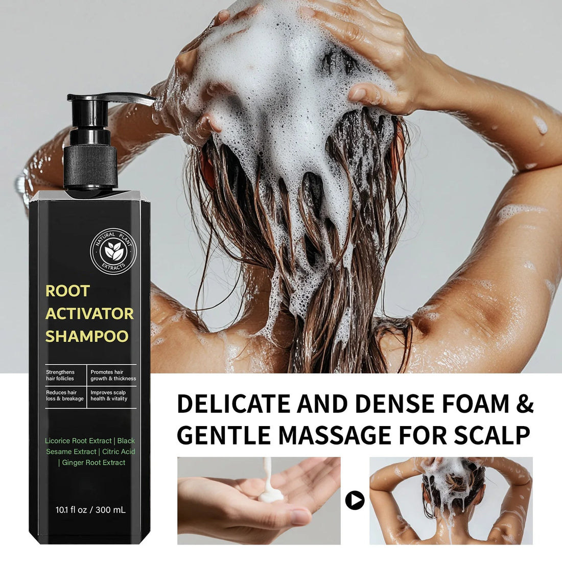 Root Activator Shampoo 300ml Hair Growth Treatment Anti-Hair Loss Strengthens Follicles Improves Scalp Health For Thinning Hair Halalzen