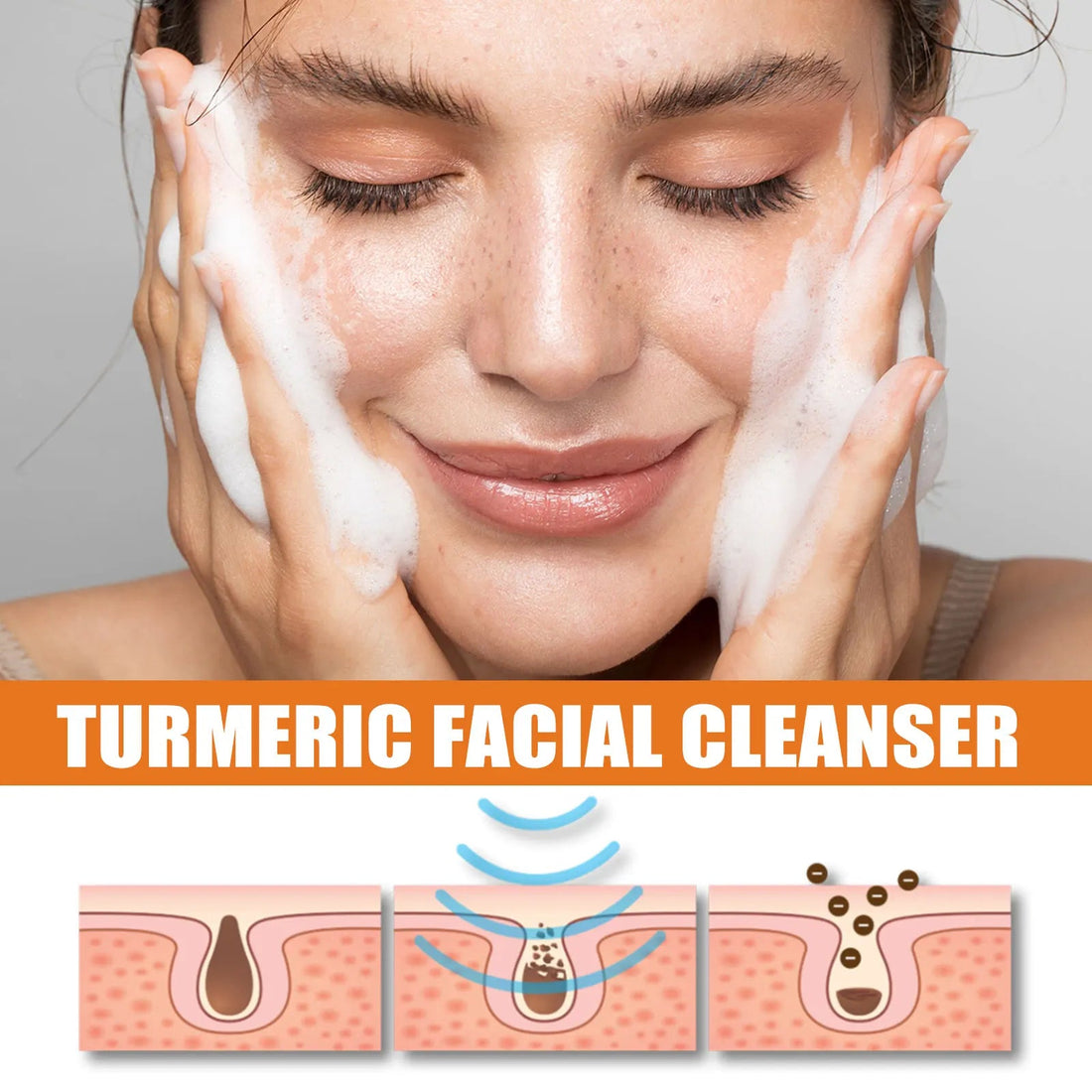 Turmeric Facial Cleanser Deeply Cleanses and Repairs The Skin Barrier Moisturizes Shrinks Pores Oil Control Blackheads Face Halalzen