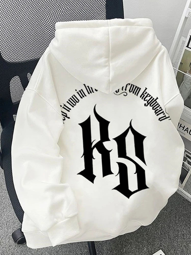 2025 Autumn Goth Fashion Letter Printed Hoodies For Man Hip Hop Cotton Fleece Hooded Sweatshirts Y2K Streetwear Pullover Hoody