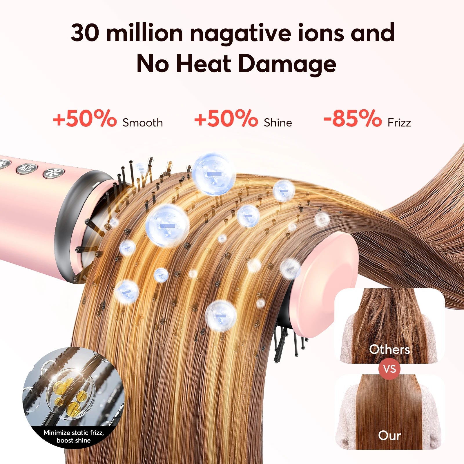 Bopcal 5 In 1 Hair Dryer Hot Air Comb Electric Hair Curling Iron 1200W High Speed Blower Multifunctional Styling Tools Hairdryer Halalzen