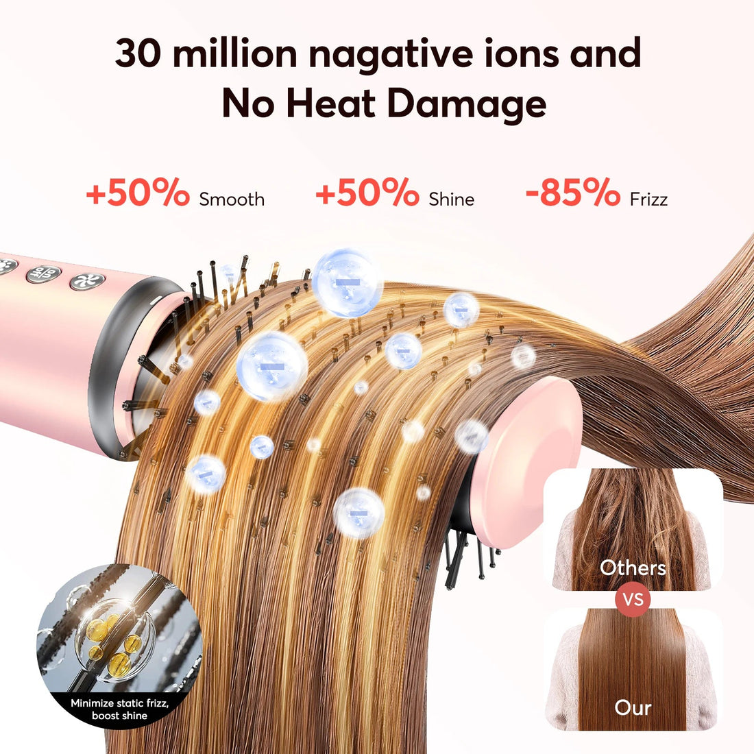 Bopcal 5 In 1 Hair Dryer Hot Air Comb Electric Hair Curling Iron 1200W High Speed Blower Multifunctional Styling Tools Hairdryer Halalzen