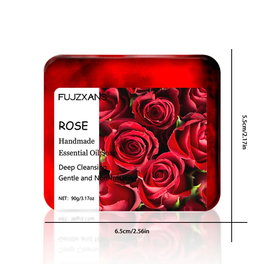 90g FUJZXANS Handmade Essential Oil Soap Bars - Rose, Jasmine, Green Tea, Calendula, Osmanthus, Lavender, Lemon - 7 Long-Lasting Halalzen