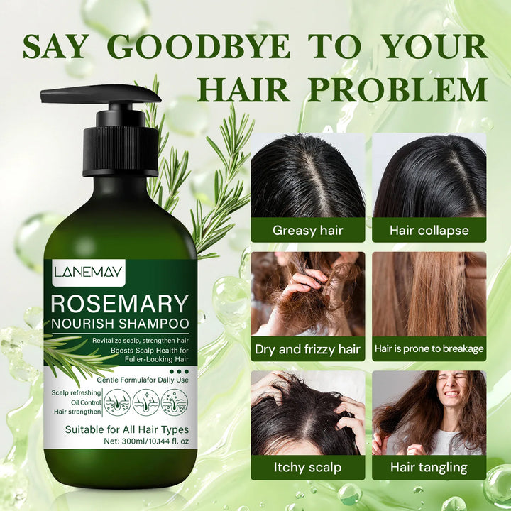 Rosemary Nourish Shampoo - Enhances Volume and Thickness, Controls Oil, Nourishes and Repairs Hair, Suitable for All Hair Types