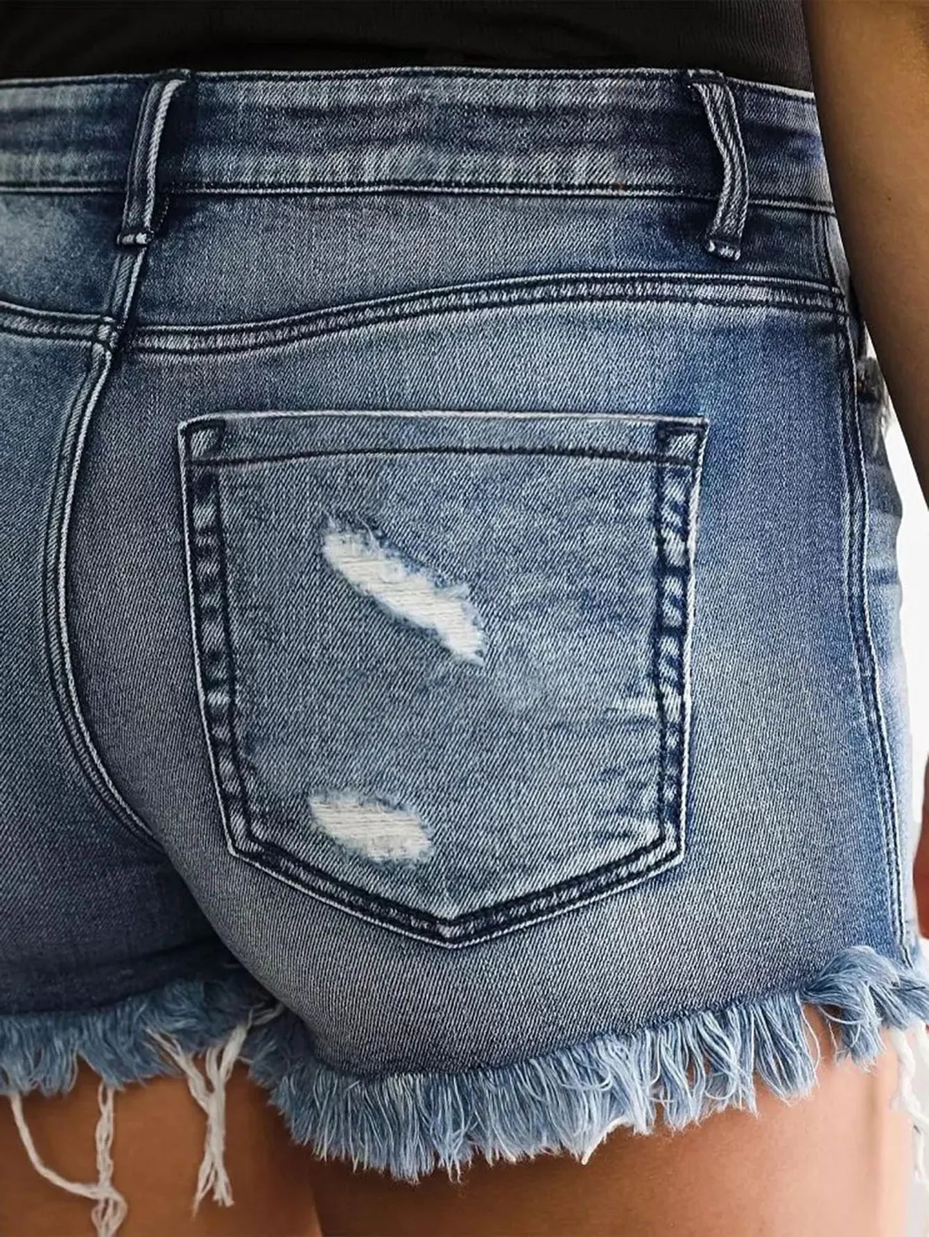 Women Denim Shorts Casual Summer Mid Waist Stretchy Denim Jean Shorts