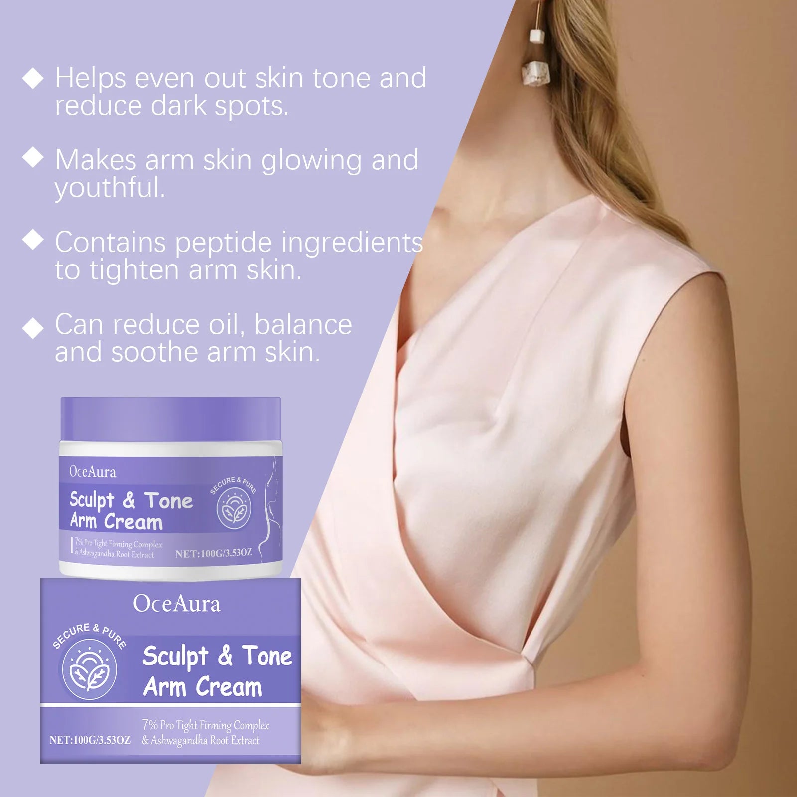 Sculpt & Tone Arm Firming Cream Collagen Moisturizer Tightening Remove Wrinkles Lifting Skin Anti Sagging Massage Body Cream