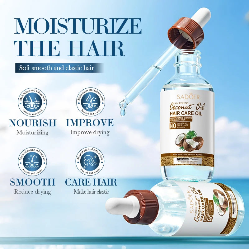 Coconut Oil Hair Oil, Nourishing Hair Conditioner, Improve Dry, Frizzy, Brittle Hair, Leave-In Conditioner