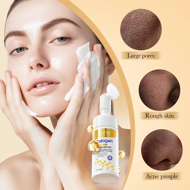 SADOER Collagen Facial Cleanser for Anti Wrinkle Deep Cleaning Mousse Nourishing Moisture Skin Care 120ml Halalzen