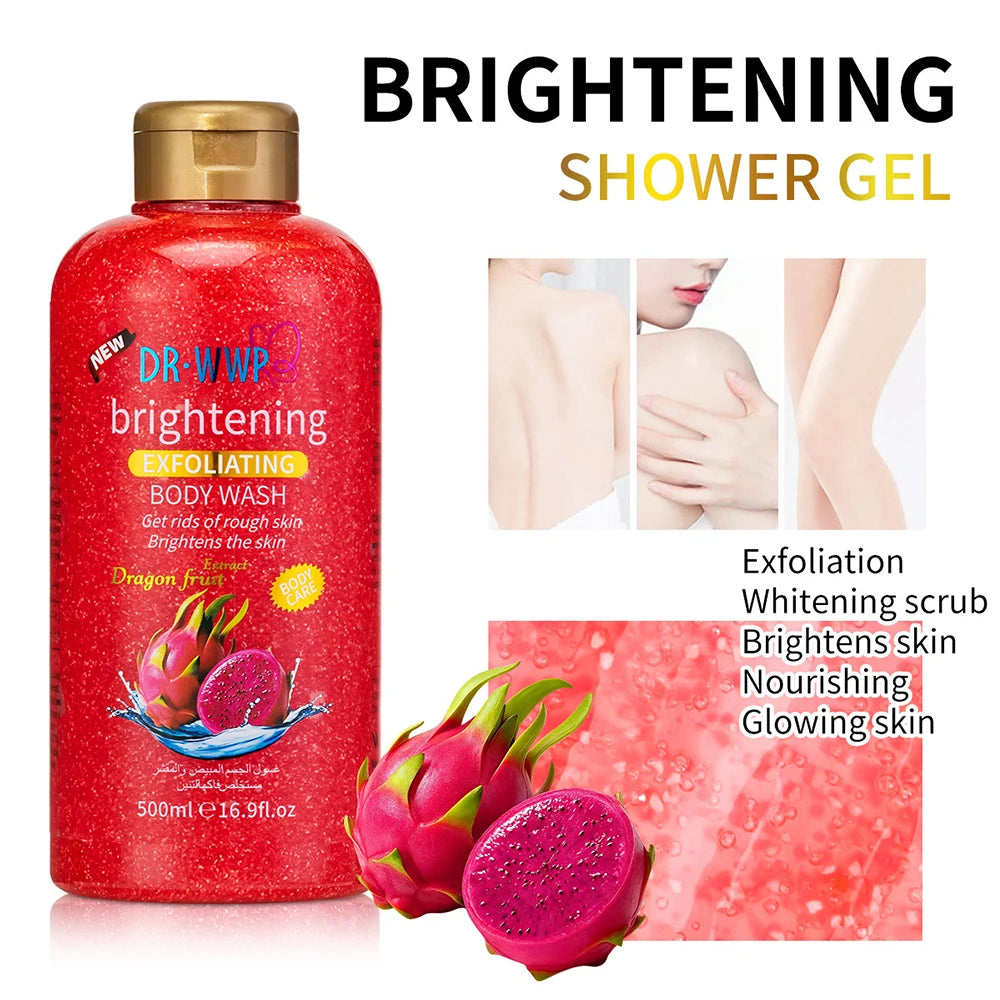 Rose Lavender Kojic Acid AHA Shower Gel Deep Cleansing Brighten Skin Scrub Body Wash Exfoliator Body Care Fragrance Skincare Halalzen