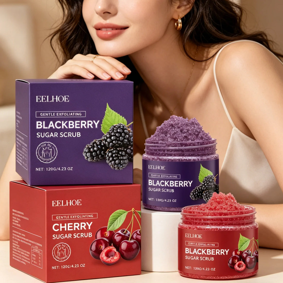 EELHOE Body Scrub Dead Skin Removal Smoothing Skin Brightening Deep Moisturizing Natural Ingredients Mild Exfoliating Scrub 120g
