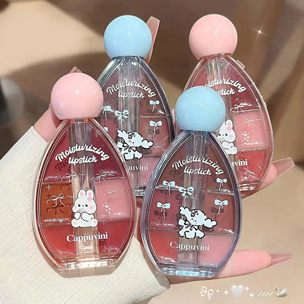 1/2PCS Six-color Strawberry Mirror Jelly Lipstick Palette Juicy Pink Solid Lip Gloss Set Moisturizing Lip Oil Tint with Silicone
