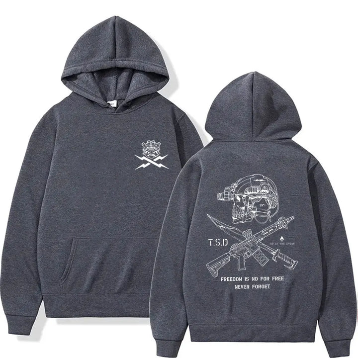 Tip of The Spear X-ray Sparta Tactical Skeleton Print Hoodie Men Women Fashion Oversized Pullover Hoodies Male Casual Tracksuit