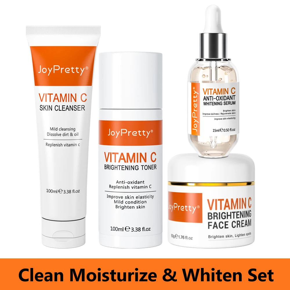 Vitamin C for Face Whitening Set Dark Spots Removal Cream Skincare Kits Eye Lightening Moisturizing Facial Serum Skin Care