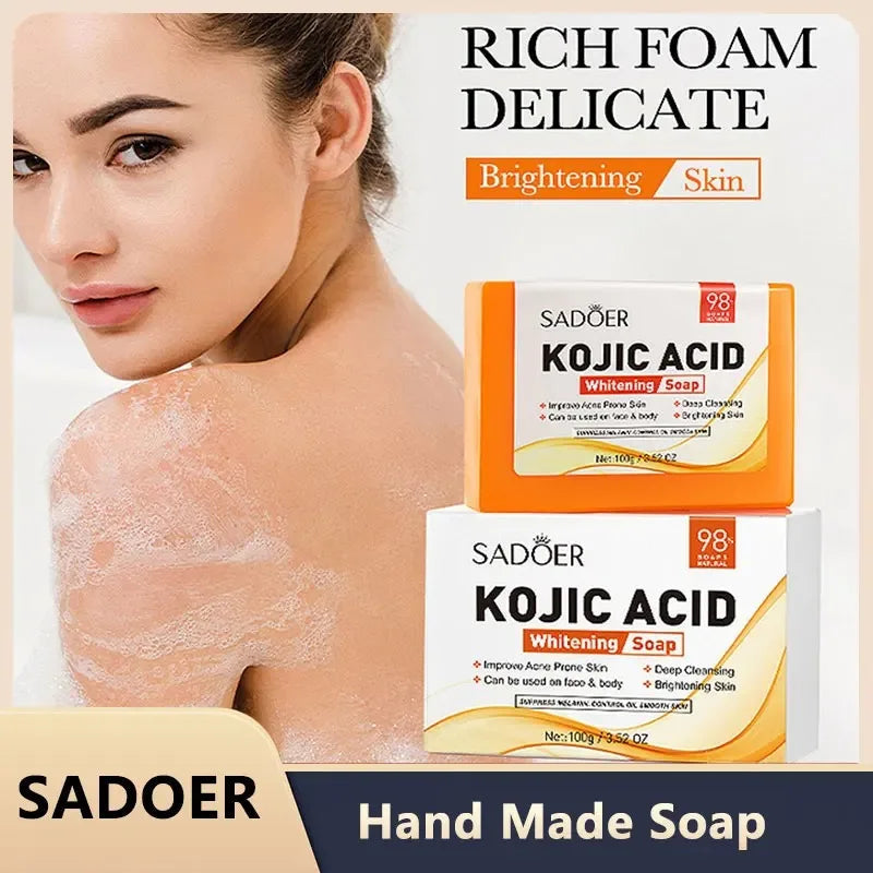 Sadoer Kojic Acid Facial Soap Face Wash Foam Facial Cleanser Moisturizing Hydrating Oil Control Body Bathing Handmade Soap Halalzen