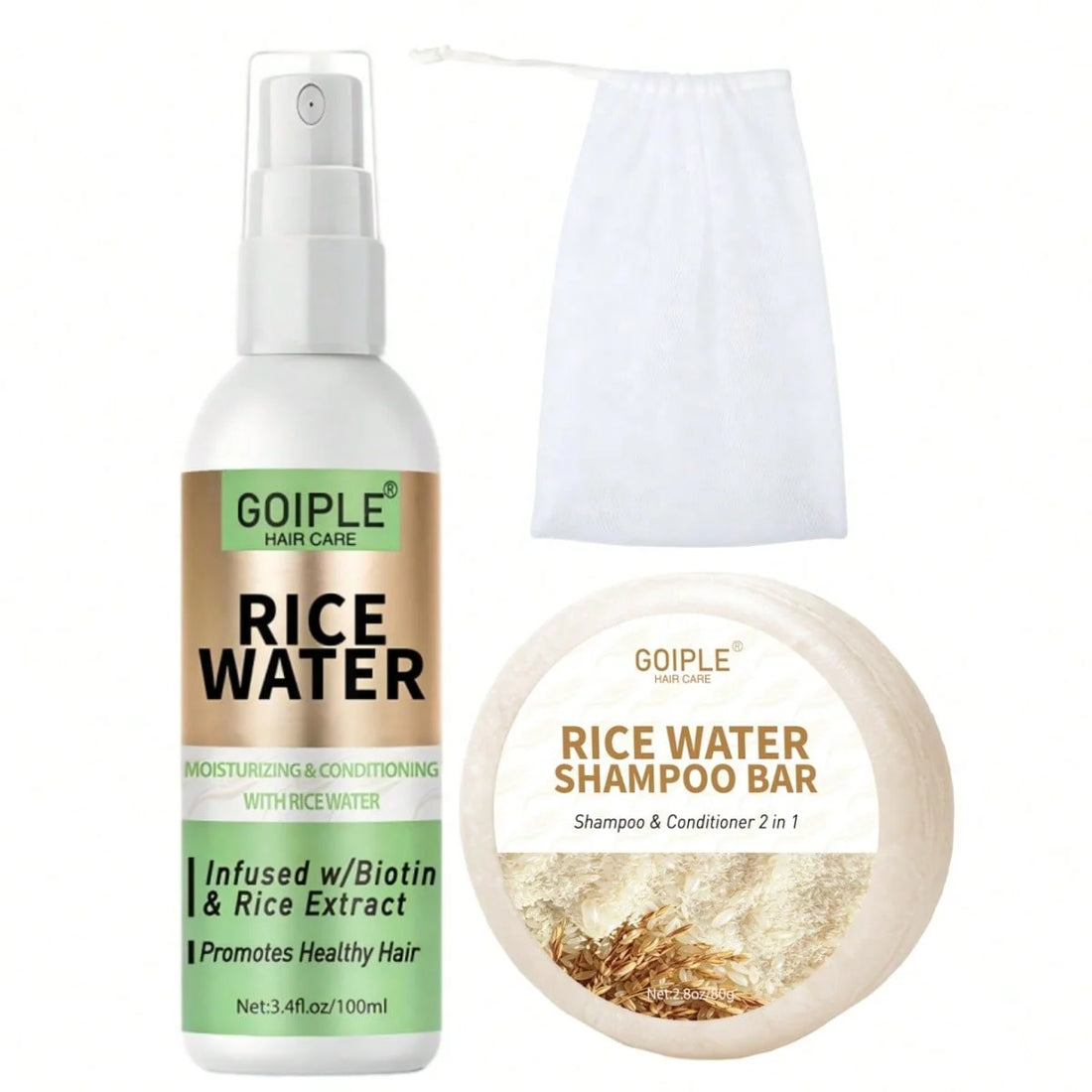 GOIPLE 100ml Rice Water Repair Dry Frizzy Damaged Refreshing Balance Scalp Nourish Roots Smooth Anti-loss Hair Growth Spray