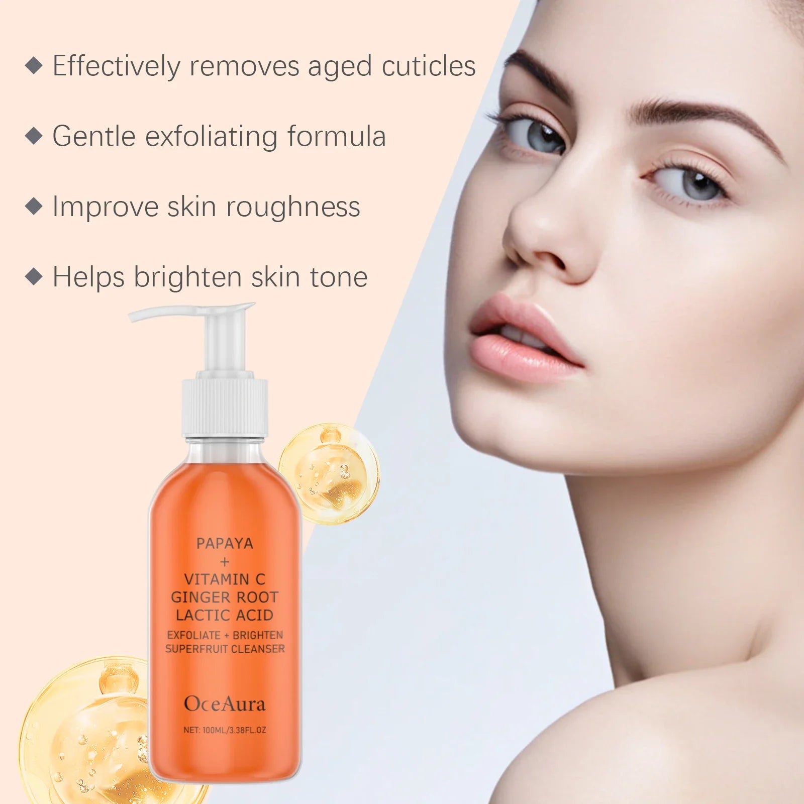 Oceaura Papaya Facial Cleanser Exfoliating Oil Control Deep Cleaning Pore Shrinking Blackhead Remover Dirt Brightening Face Wash Halalzen