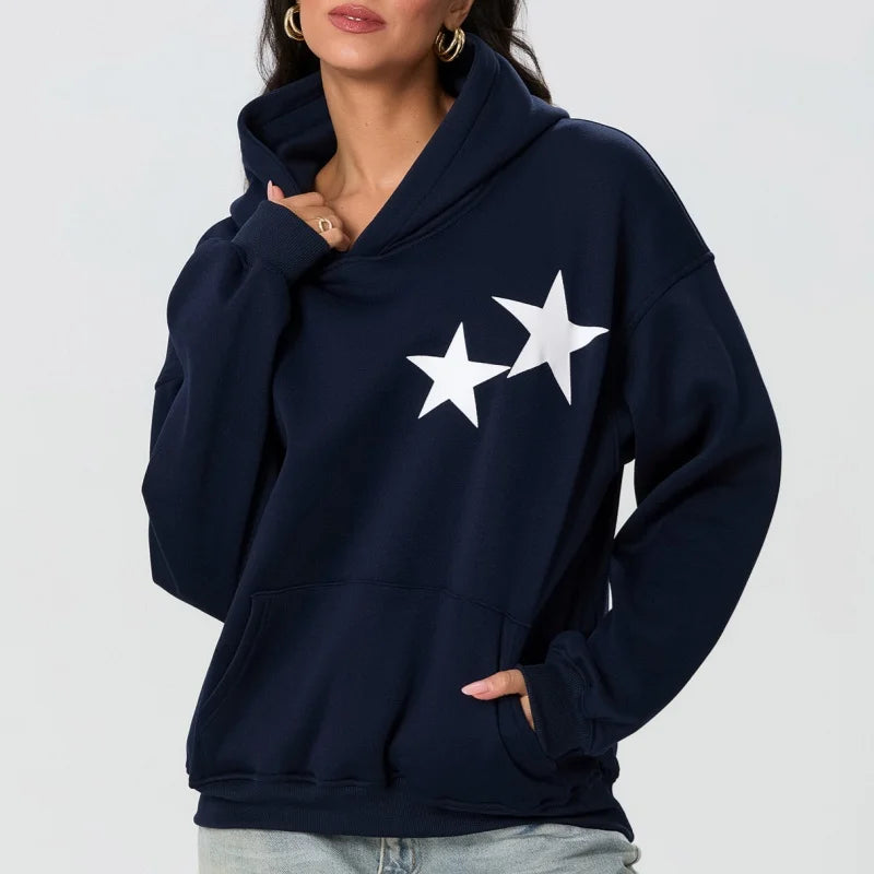 Gothic Graphic Oversized Sweatshirt Y2k Women Preppy Hoodies Long Sleeve Hooded Pullover Sweaters Aesthetic Pockets Streetwear