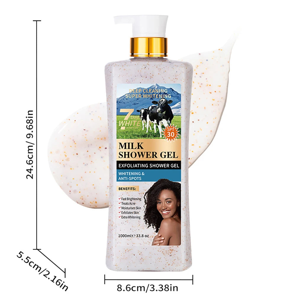 1000ml Kojic Acid Shower Gel Deep Cleansing Brighten Skin Body Wash Skin Whitening Exfoliator Body Care Moisturizing Skincare