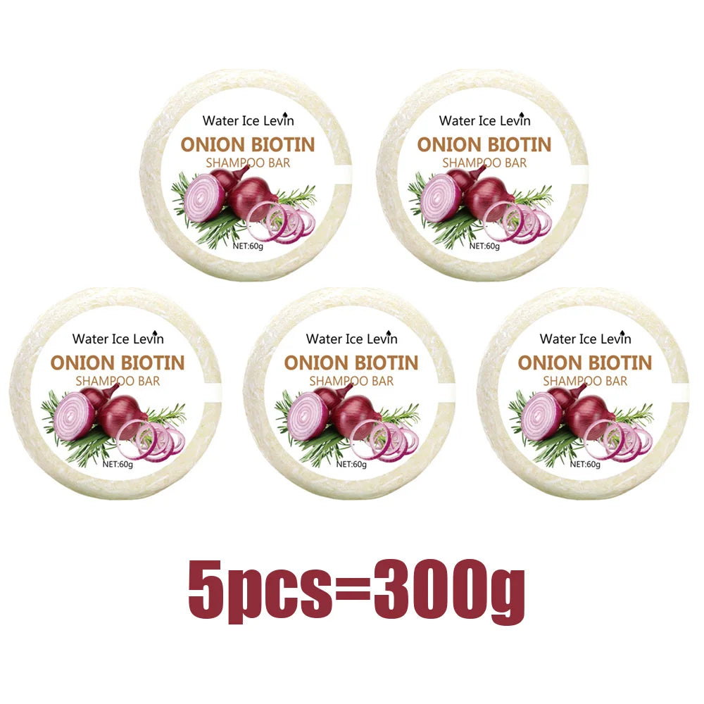 Onion and Biotin Shampoo Soap - 60g, Suitable for All Hair Types, Moisturizing and Smoothing, Rich in Rosemary Extract Halalzen