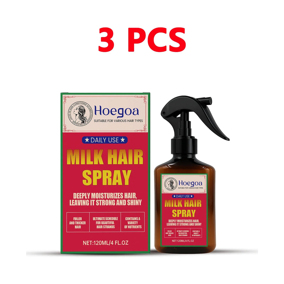Milk Spray for Women – Hydrating Leave-In Conditioner & Detangler – Lightweight Moisturizing Hair Treatment for Dry Damaged Hair Halalzen