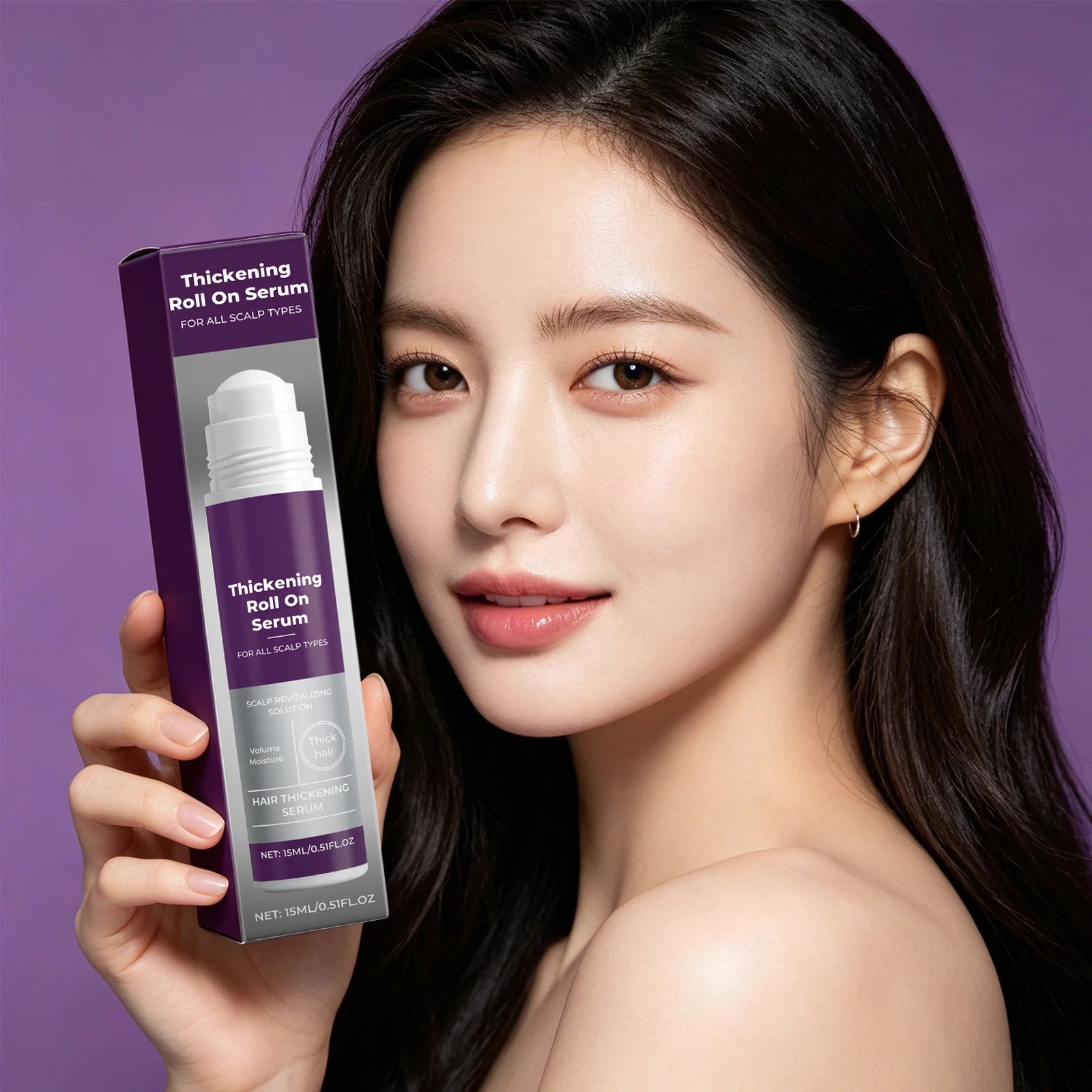 Hair Thickening Revitalizing Serum Roll-On Boost Hair Volume & Thicken Fine Hair,Follicle Nourishing Anti Hair Loss Hair Care