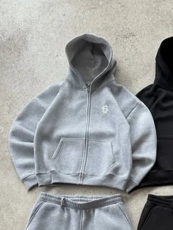 Y2K Letter Zipper Hoodie Men Women Harajuku Fashion Letter Embroidery Pants Retro Oversized Hoodie Sweatshirt Zipper 2pcs Sets