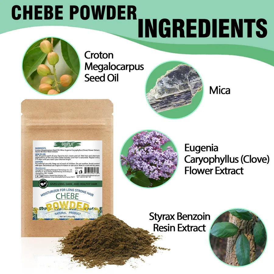 Natural Chebe Powder Moisturizing Strong Nourishing Scalp Anti Hair Loss Repair Hair Break Split End Hair-Care Product for Women