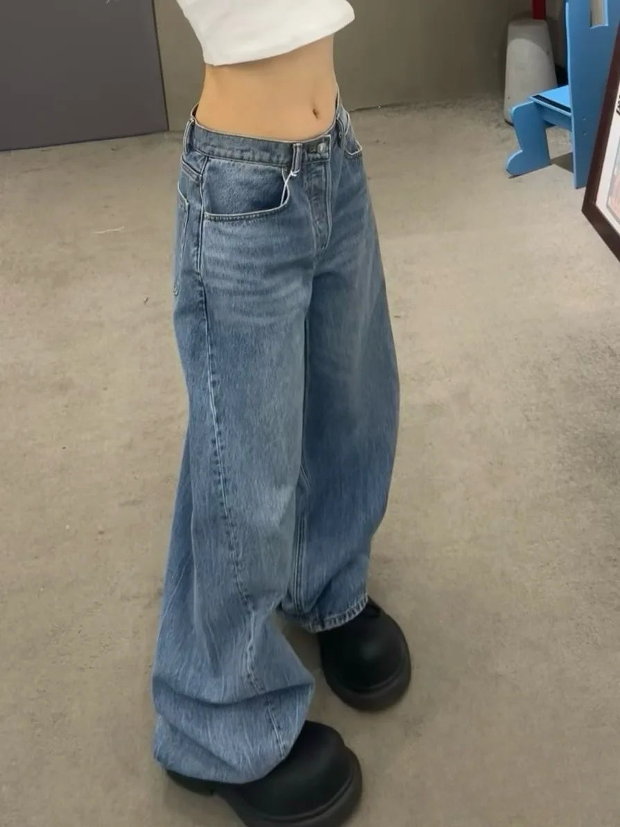 Gradient Spring 2025 Blue Jeans for Women's Y2K Retro Jeans, niche, high-end, classic letter hot stamping