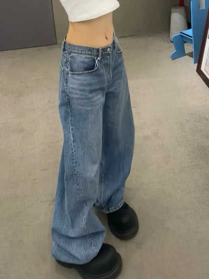 Gradient Spring 2025 Blue Jeans for Women's Y2K Retro Jeans, niche, high-end, classic letter hot stamping