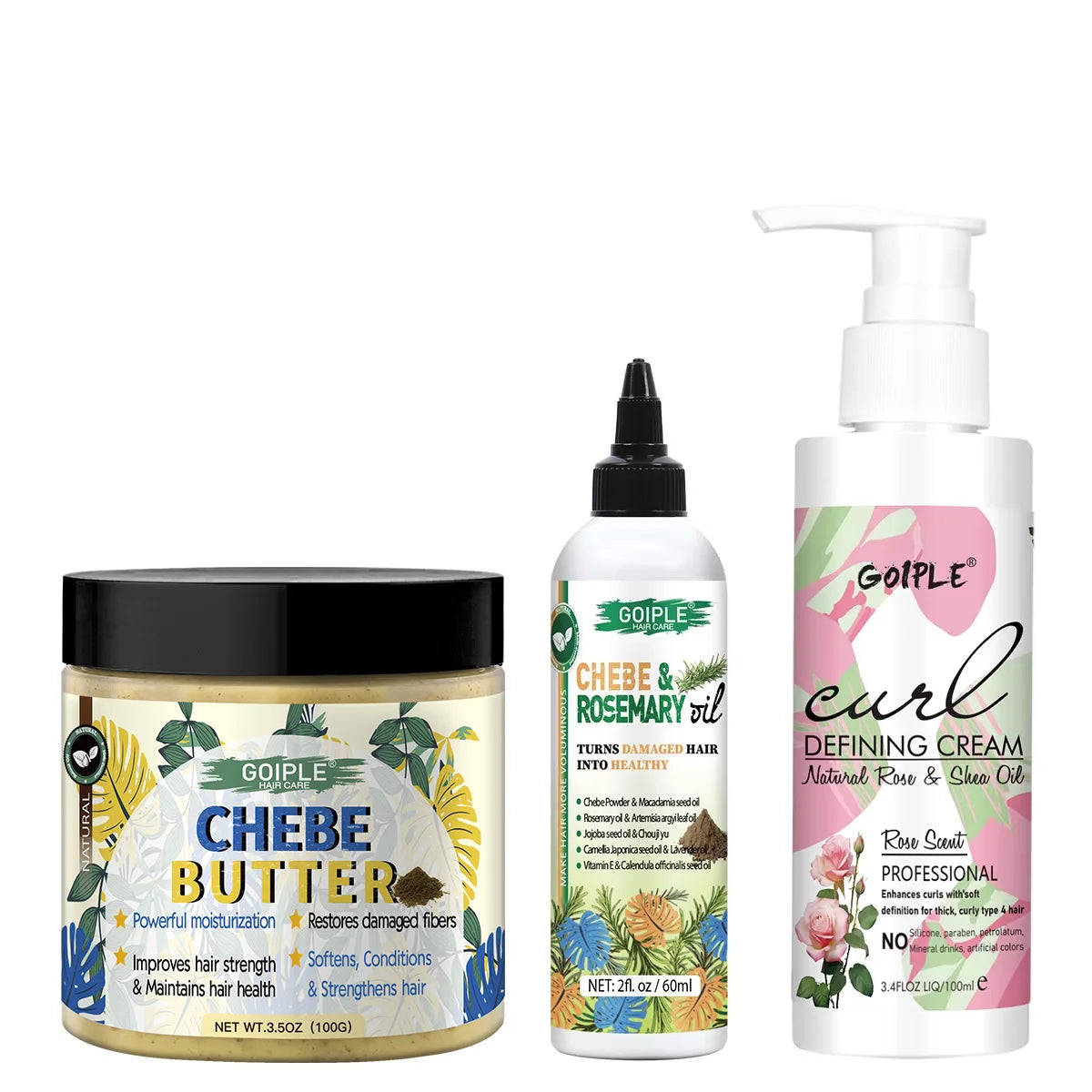 GOIPLE Chebe Butter,Hair Mask,Moisturizing & Nourishing Chebe & Rosemary Growth Oil Rose Curl Defining Cream Hair Curl Enhancer